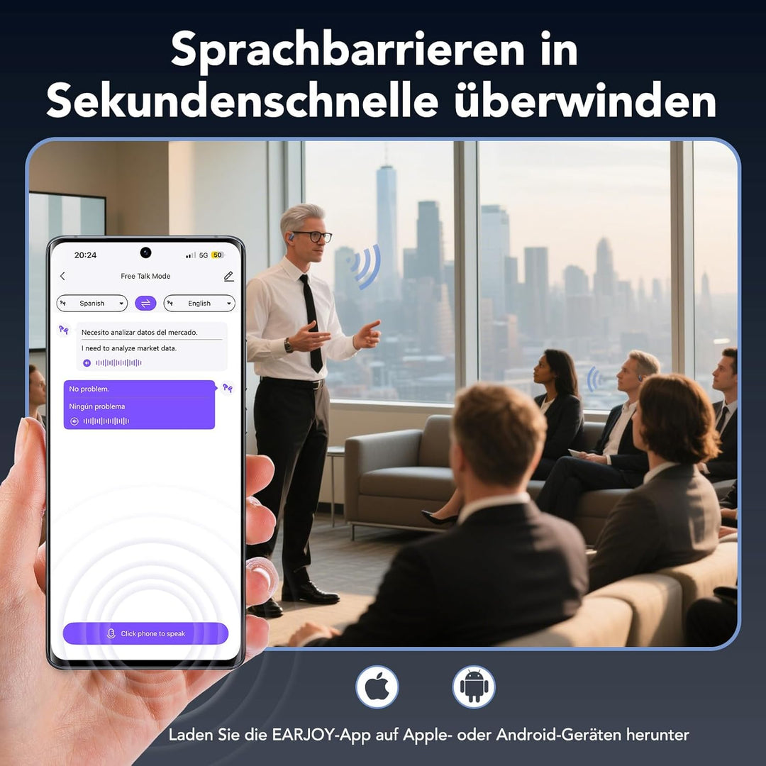 NE27 AI Übersetzer Kopfhörer in Echtzeit, Übersetzungskopfhörer für 134 Sprachen mit LCD Touchscreen