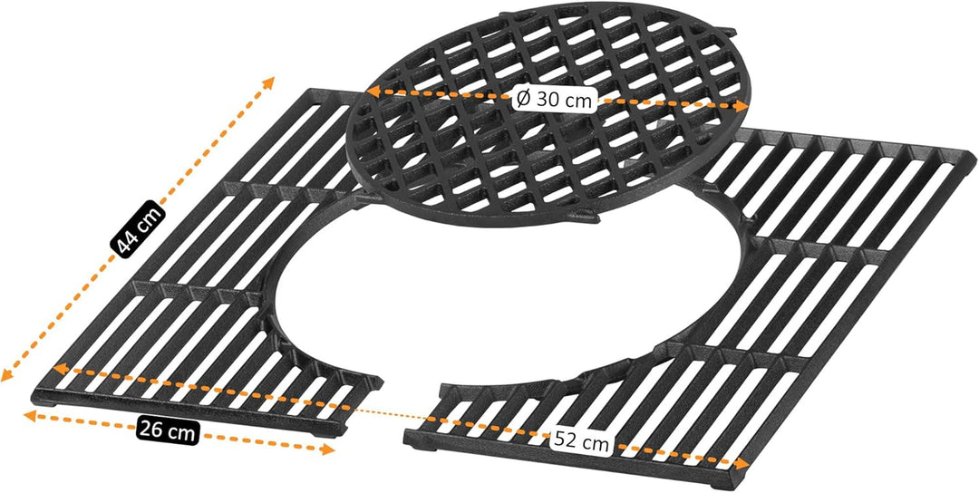 BBQ-Toro Gusseisen Grillrost System 52 x 44 cm | Rost-in-Rost Gussrost Grill, Gusseisen Einsatz Holz