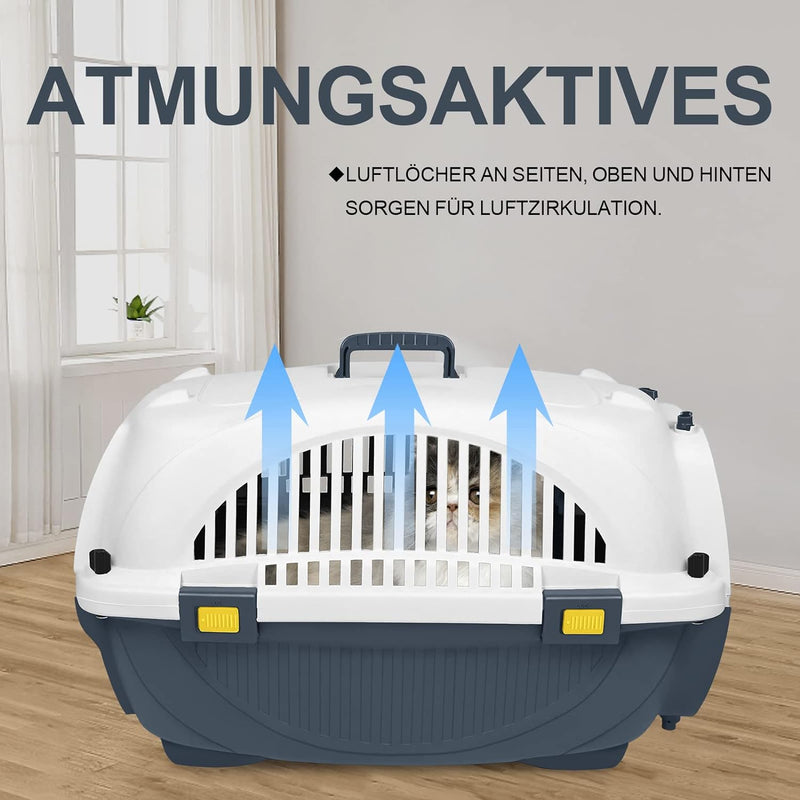 UISEBRT Transportbox für Haustiere - 61 x 37 x37cm Tiertransporter für kleine Hunde & Katzen - Katze