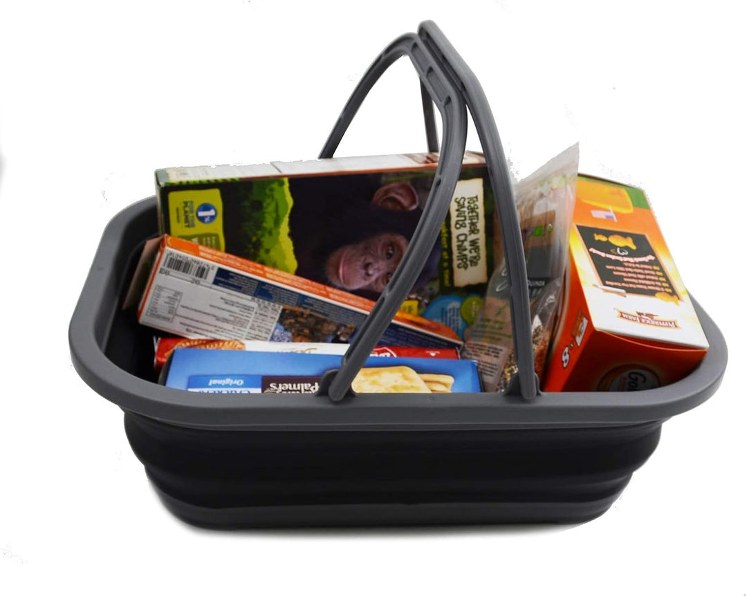 SAMMART 12L Faltbare Wanne mit Griff - Tragbarer Picknickkorb/Krater im Freien - Faltbare Einkaufsta