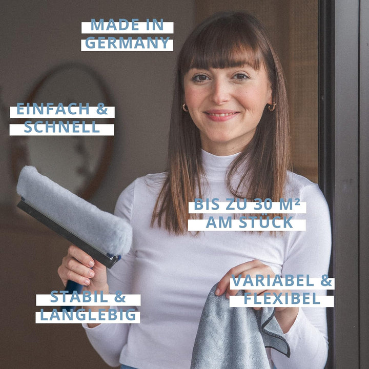 Ha-Ra Fensterwischer ERA 19 cm I All-In-One Abzieher & Einschäumer I Aluminium-Schiene I 30 m² Fenst
