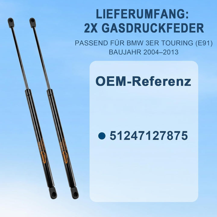 2X Heckklappendämpfer für BMW 3 Series E91 Touring 2004-2013 Gasdruckfeder Kofferraum Dämpfer Schwar