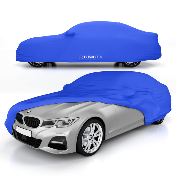 BUSHBOCK® Premium Autoabdeckung Indoor - Satin Schutzhülle Stoff - Abdeckplane Autoplane Autogarage