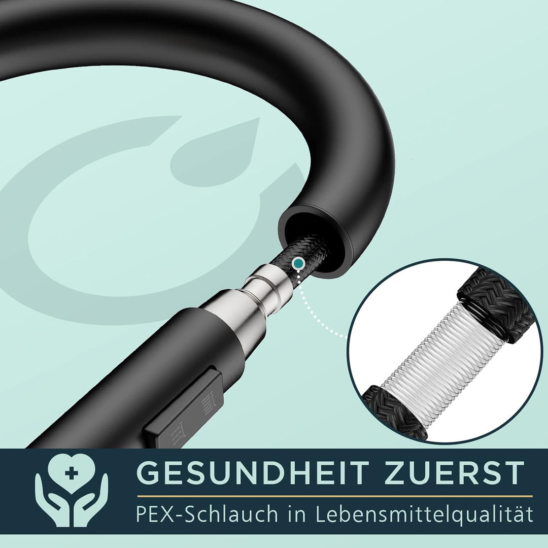 FORIOUS Wasserhahn Küche Schwarz, Hoher Bogen Küchenarmatur mit Herausziehbarer Brause Ausziehbar Ar