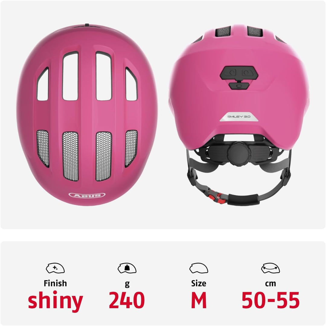 ABUS Kinderhelm Smiley 3.0 - Fahrradhelm mit tiefer Passform, kindergerechten Designs & Platz für ei