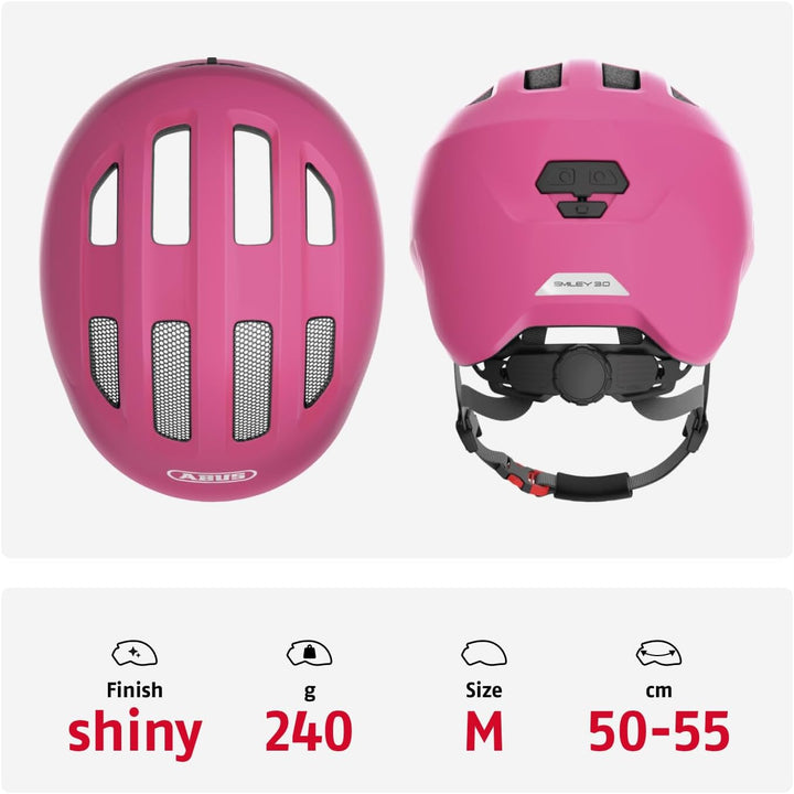 ABUS Kinderhelm Smiley 3.0 - Fahrradhelm mit tiefer Passform, kindergerechten Designs & Platz für ei