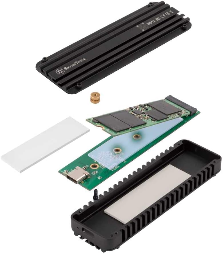 SilverStone Technology SST-MS12-20Gbps SuperSpeed + USB 3.2 Typ C zu NVMe M.2 SSD Gehäuse, schwarz