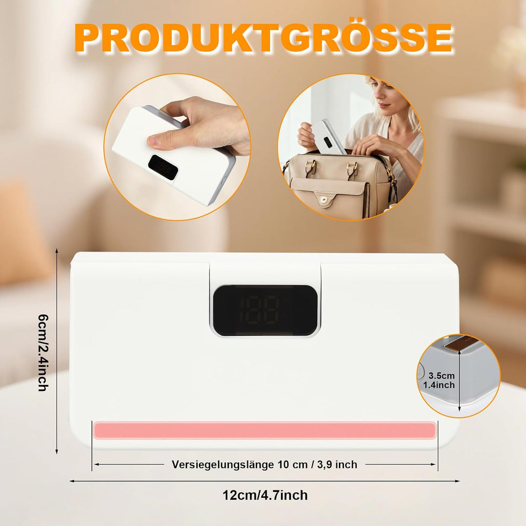 Mini Beutel Versiegeler, wiederaufladbare Versiegelungsmaschine mit LED-Power-Anzeige, Heisssiegelge