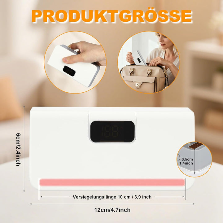 Mini Beutel Versiegeler, wiederaufladbare Versiegelungsmaschine mit LED-Power-Anzeige, Heisssiegelge