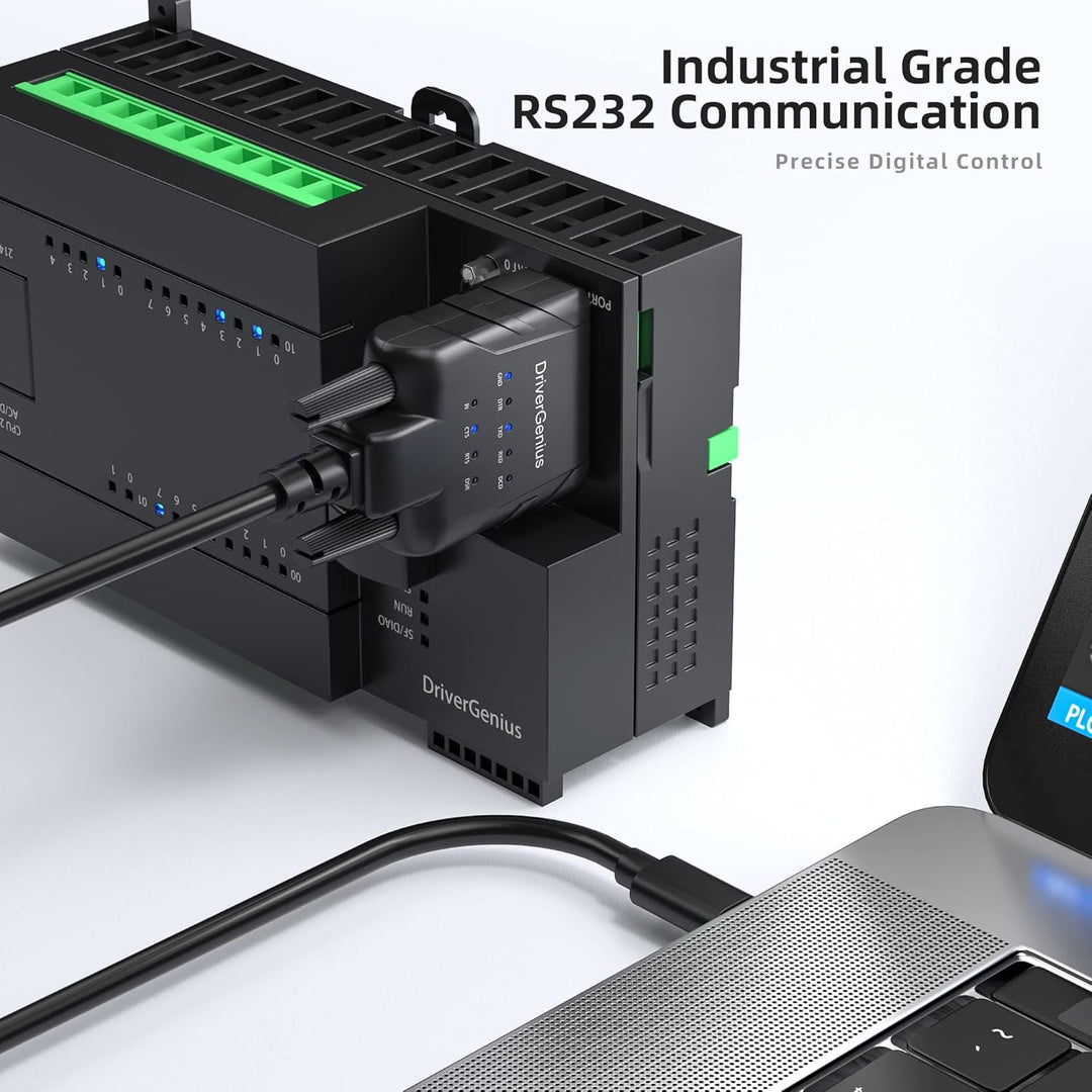 DriverGenius 1-Port USB-C zu Seriell RS232-(DB9) Adapter Konverter Compatibel mit Windows 11, macOS