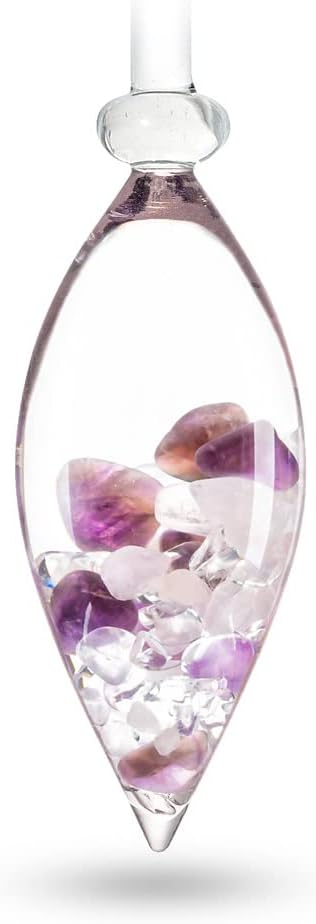 VitaJuwel WELLNESS Edelsteinphiole mit Amethyst, Rosenquarz & Bergkristall Wellness Fläschchen Rose,