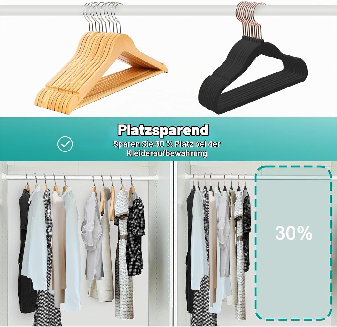 ABHENG 50 Stück Kinderkleiderbügel Samt, Samtbügel für Baby mit 360° Drehbarem Haken, rutschfeste un