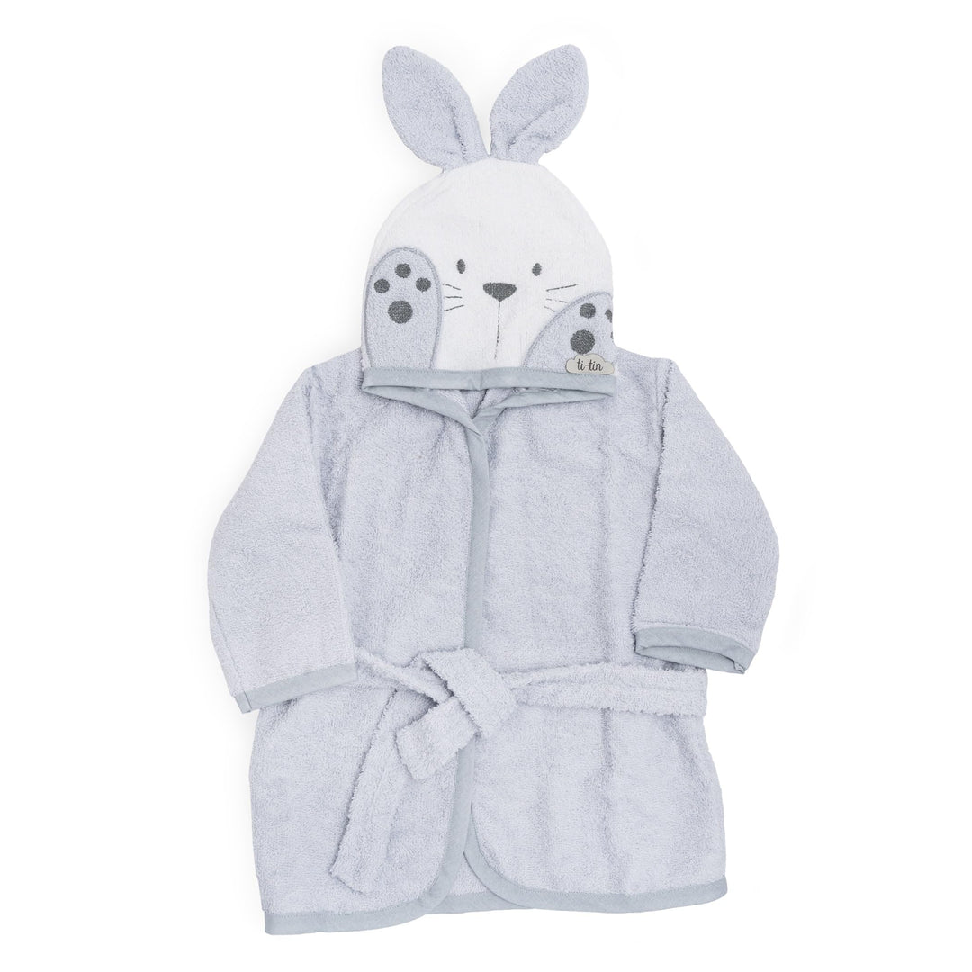 Ti TIN Kinder‑Bademantel mit Kapuze und Hasenohren – 100% Baumwolle, weich & saugfähi, Grösse 6–12 M