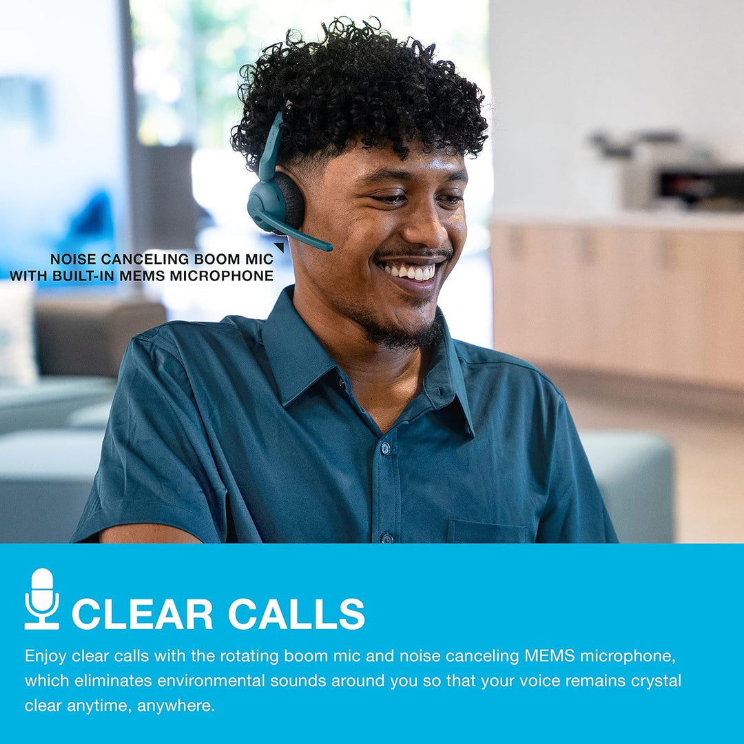 JLab Go Work Pop Wireless Headset mit Mikrofon, 50+ Std. Akku, Bluetooth On Ear PC Headset, kabellos