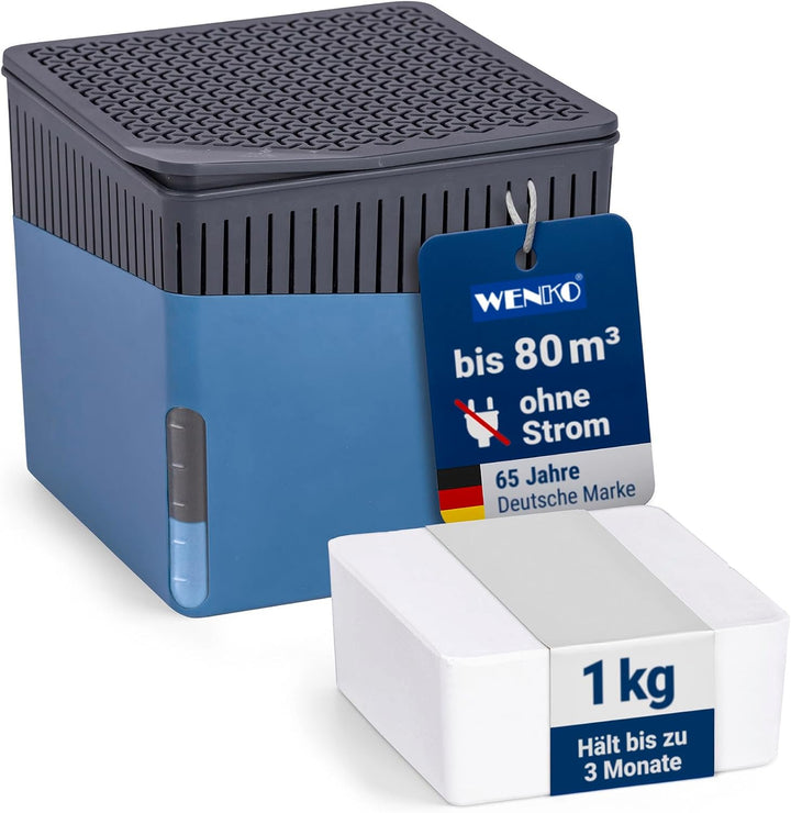 WENKO Raumentfeuchter Mod. Cube, Luftentfeuchter reduziert Schimmel & Gerüche, Auffangschale mit 1 k