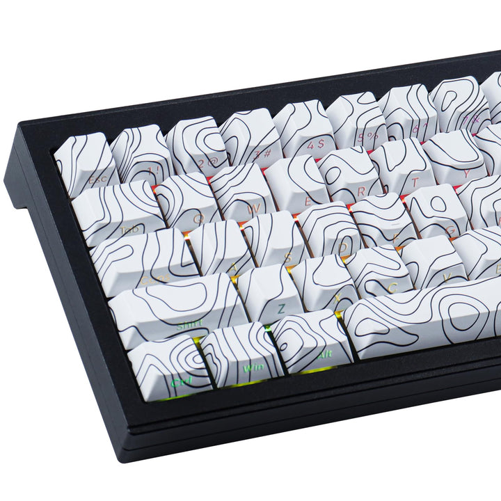 Sunzit Custom Keycaps 135 Tasten PBT Keycap Set,Cherry Profile Keycaps Dye-Sub White Topographic Key