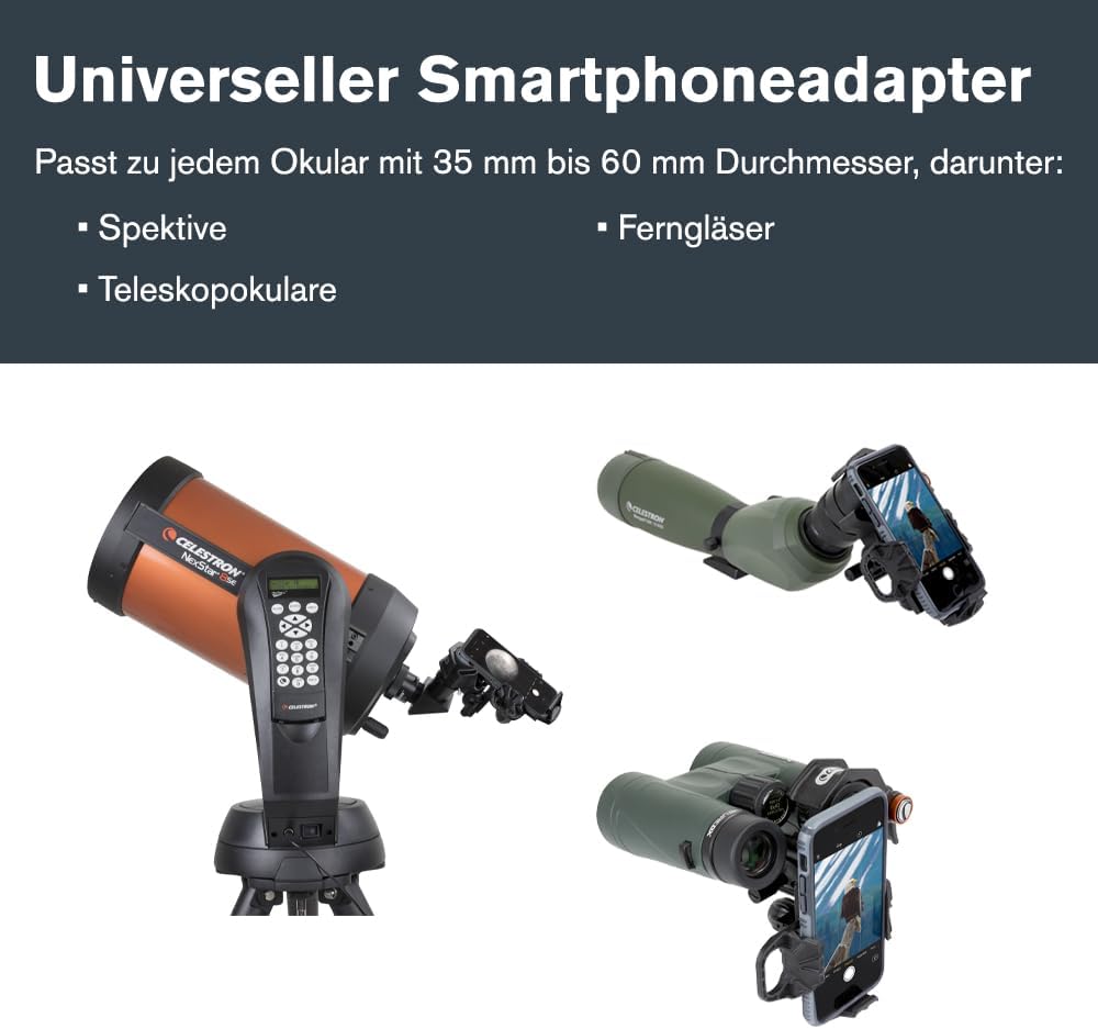 Celestron NexYZ Smartphone-Teleskop-Adapter, Schwarz, Adapter