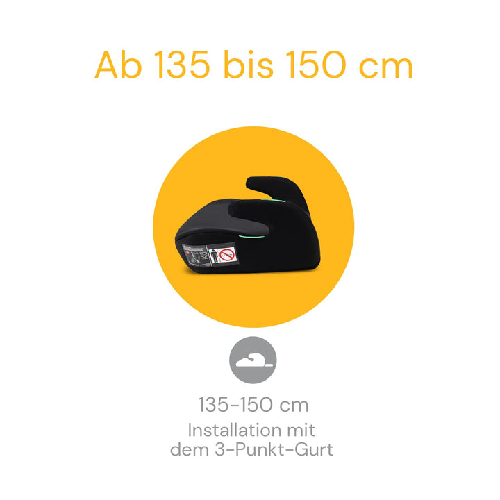 Osann Kinderautositz Boost 135-150 cm in Schwarz | Ergonomische Sitzerhöhung mit 3-Punkt-Gurt | Abne