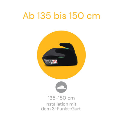 Osann Kinderautositz Boost 135-150 cm in Schwarz | Ergonomische Sitzerhöhung mit 3-Punkt-Gurt | Abne