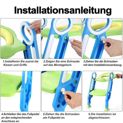 Aufun Toilettensitz Faltbar Kinder Toilettentrainer, Baby Kindertoilette mit Trppen und Griffe, 2 Hö