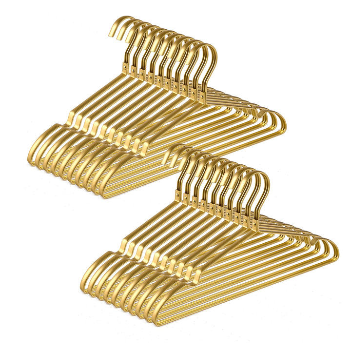 Amber Home Hochwertige mattgoldene Aluminium-Kleiderbügel, 20 Stück, 41,9 cm, extra glatt und langle