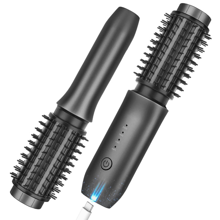 Kabellose Lockenstabbürste, 2024 NEU Tragbare Reise-Lockenstab-Minibürste für Frauen, 7000 mAh USB-A