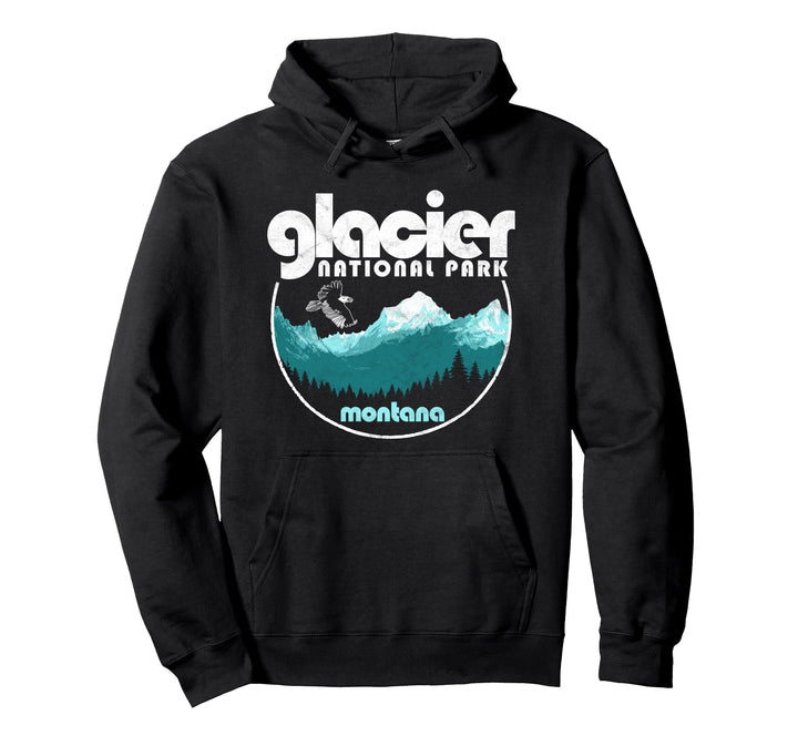 Glacier National Park Montana Retro Nature Pullover Hoodie