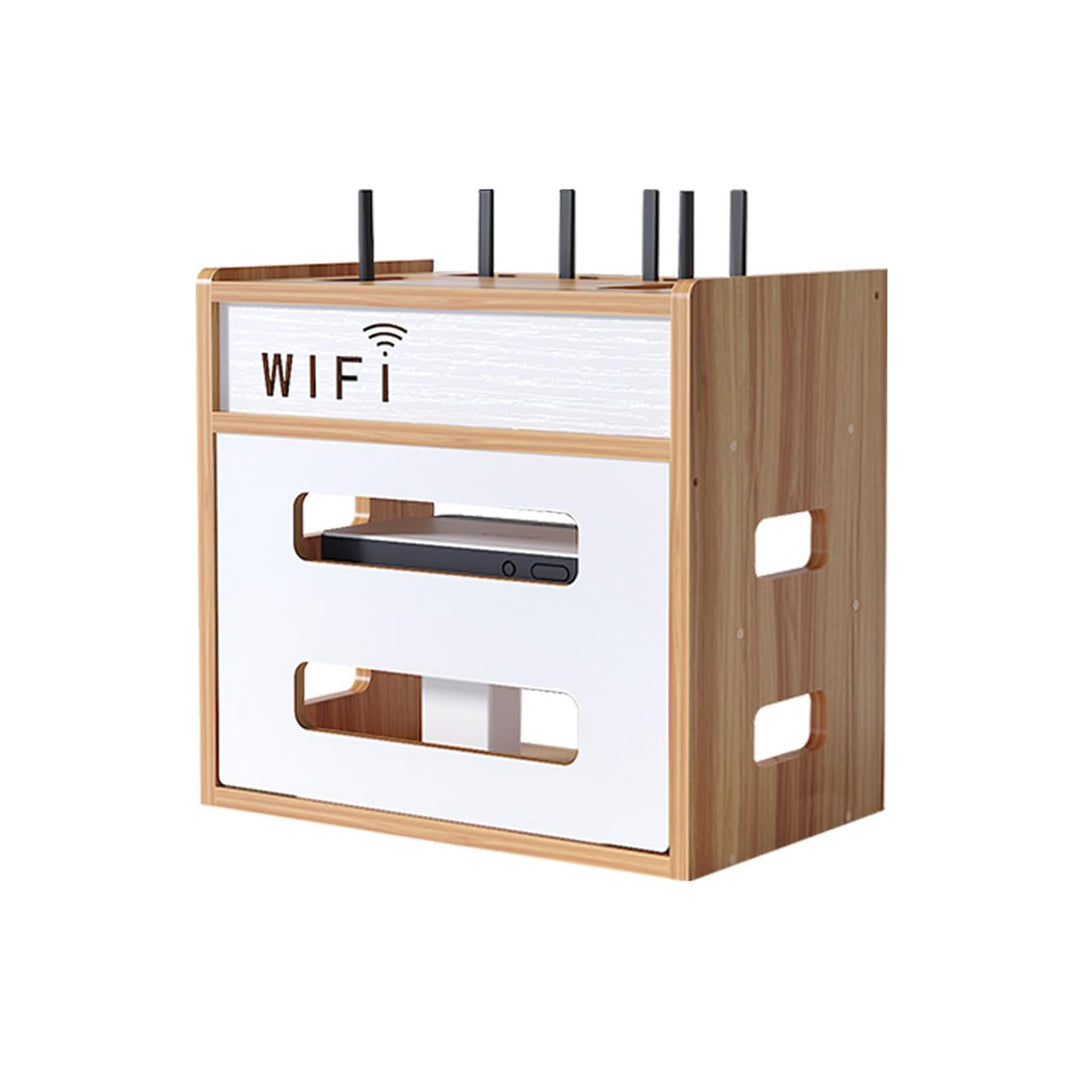 Catekro Router Regal, Etagere Pour Decodeur, Holz WiFi Router Aufbewahrungsbox Wandregale (Braun-Hol