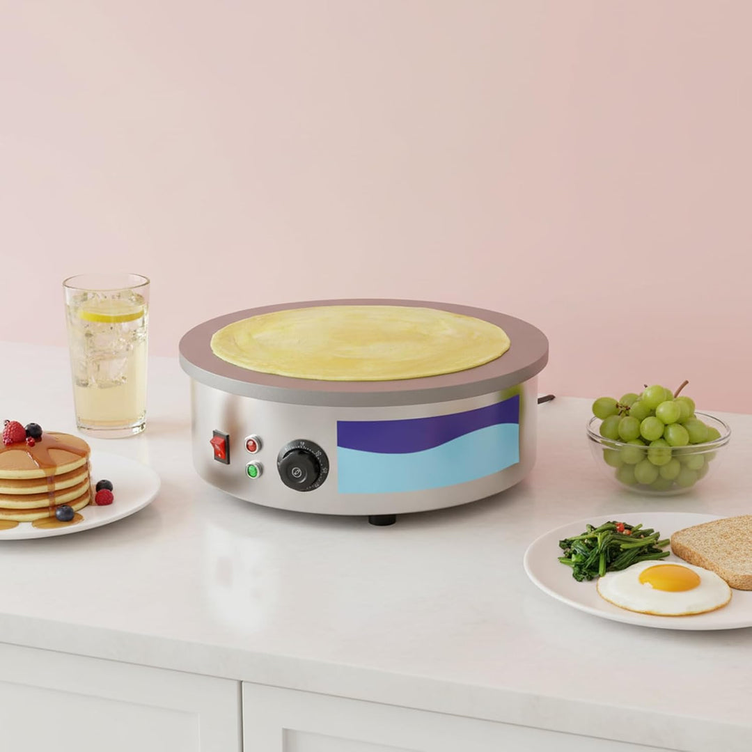 220V 3KW Gastro Crepes Maker mit Ø 450 mm Gusseisen Crepesplatte, 50-300 °C Temperaturr Einstellbar