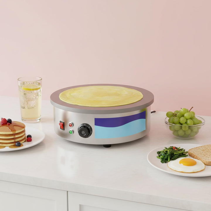 220V 3KW Gastro Crepes Maker mit Ø 450 mm Gusseisen Crepesplatte, 50-300 °C Temperaturr Einstellbar