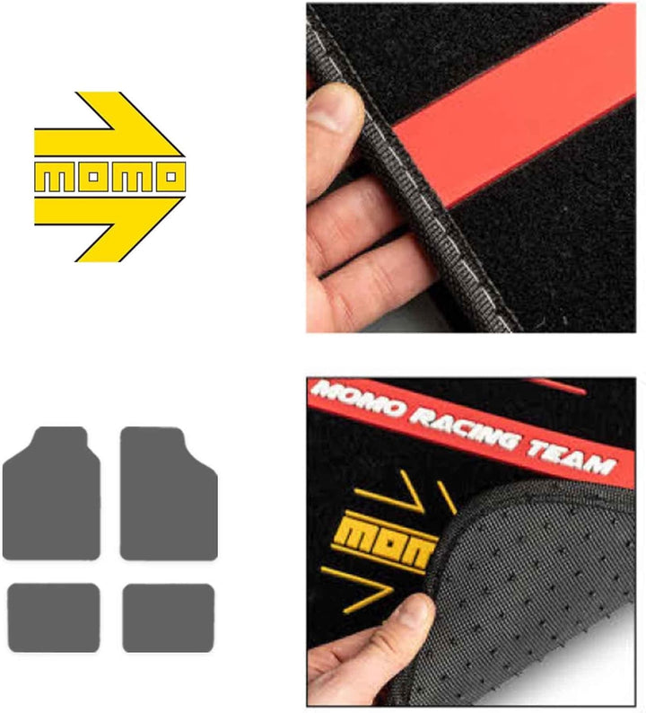 MOMO KOMPLETT-SET 4 STÜCK UNIVERSAL-AUTOFUSSMATTEN SCHWARZ/ROT SCHWARZ AND ROT SCHWARZ AND ROT 7BR,