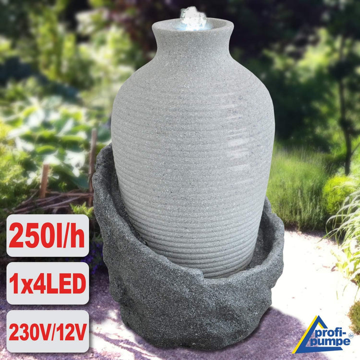 Amur Gartenbrunnen Brunnen Zierbrunnen Zimmerbrunnen Brunnen mit LED-Licht 230V Wasserfall Wasserspi