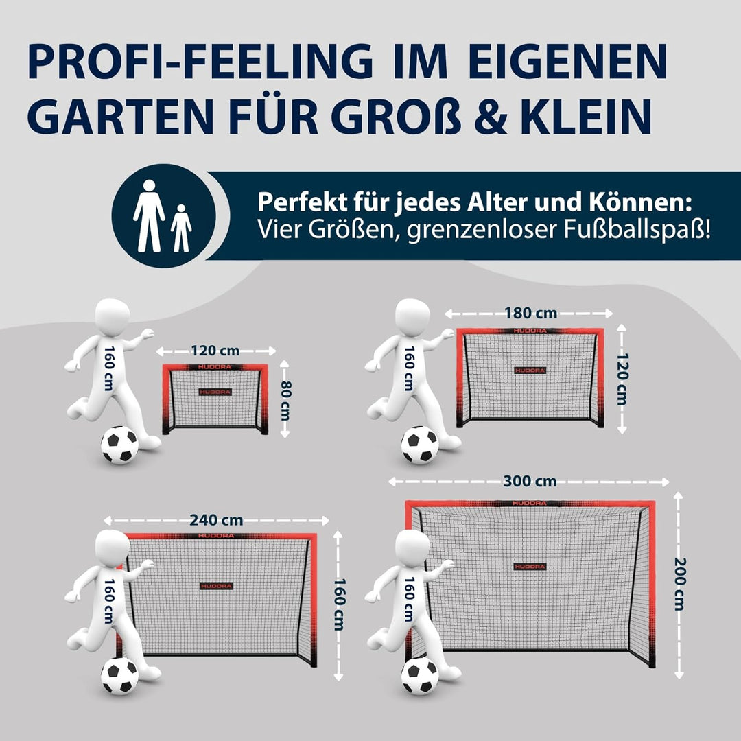 HUDORA Fussballtor Pro Tect Advanced – Outdoor Fussballtor mit Netz und wetterfester Ummantelung für