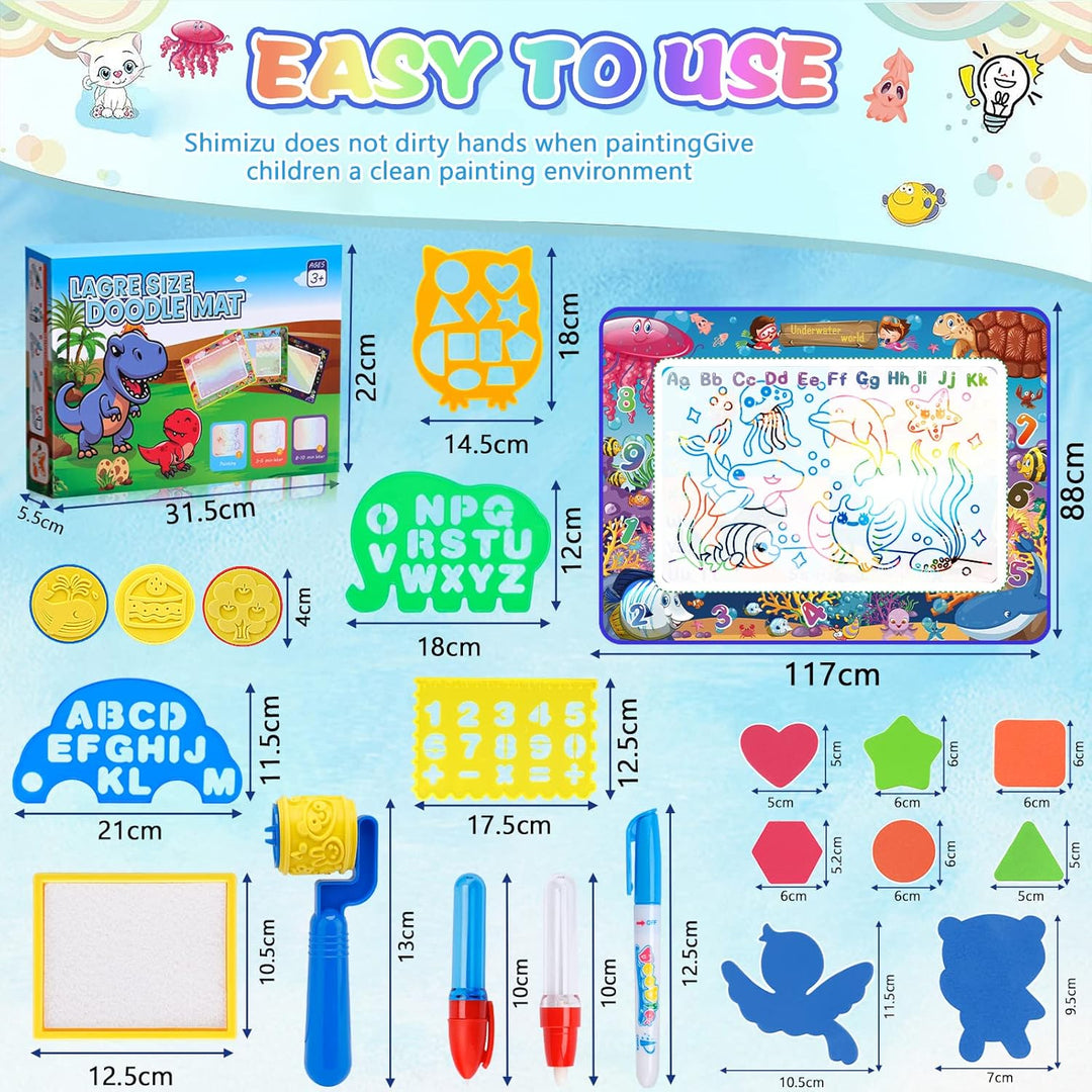 MOOING Wasser Doodle Matte,120 x 90 Aqua Magic Doodle Malmatte Kinder, Wiederverwendbare Drawing Mat
