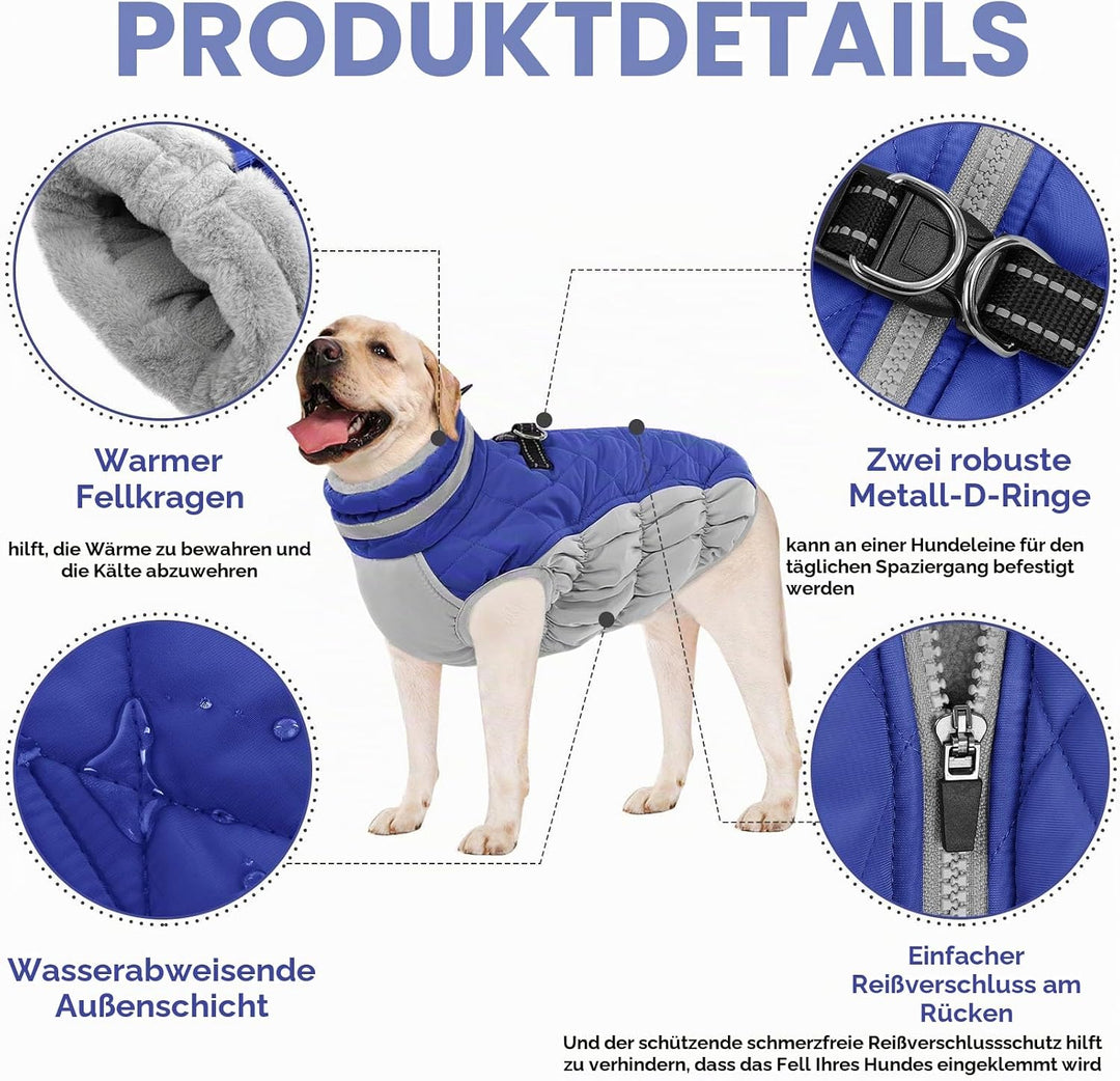 AOFITEE Hundejacke Kleine Hunde, Wasserdicht Hunde Wintermantel Warm Hundemantel mit Geschirr, Rollk