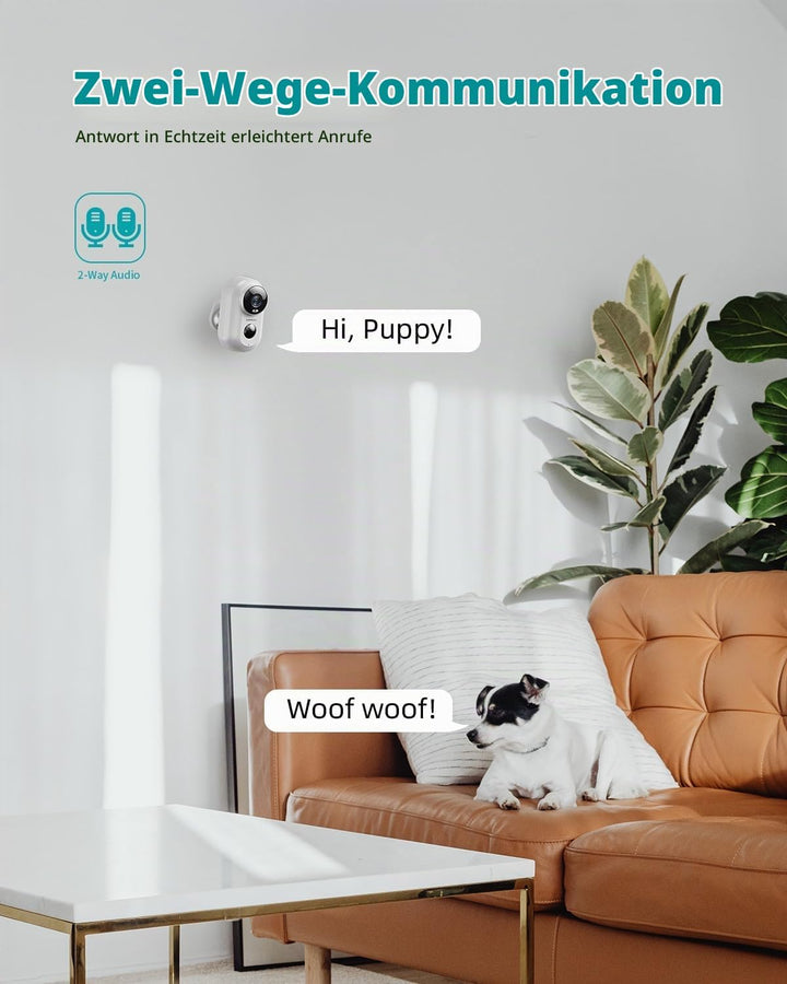 ZUMIMALL 2K Überwachungskamera Aussen Akku, 2 Pack Kamera Überwachung Aussen mit Magnethalterung, 3M