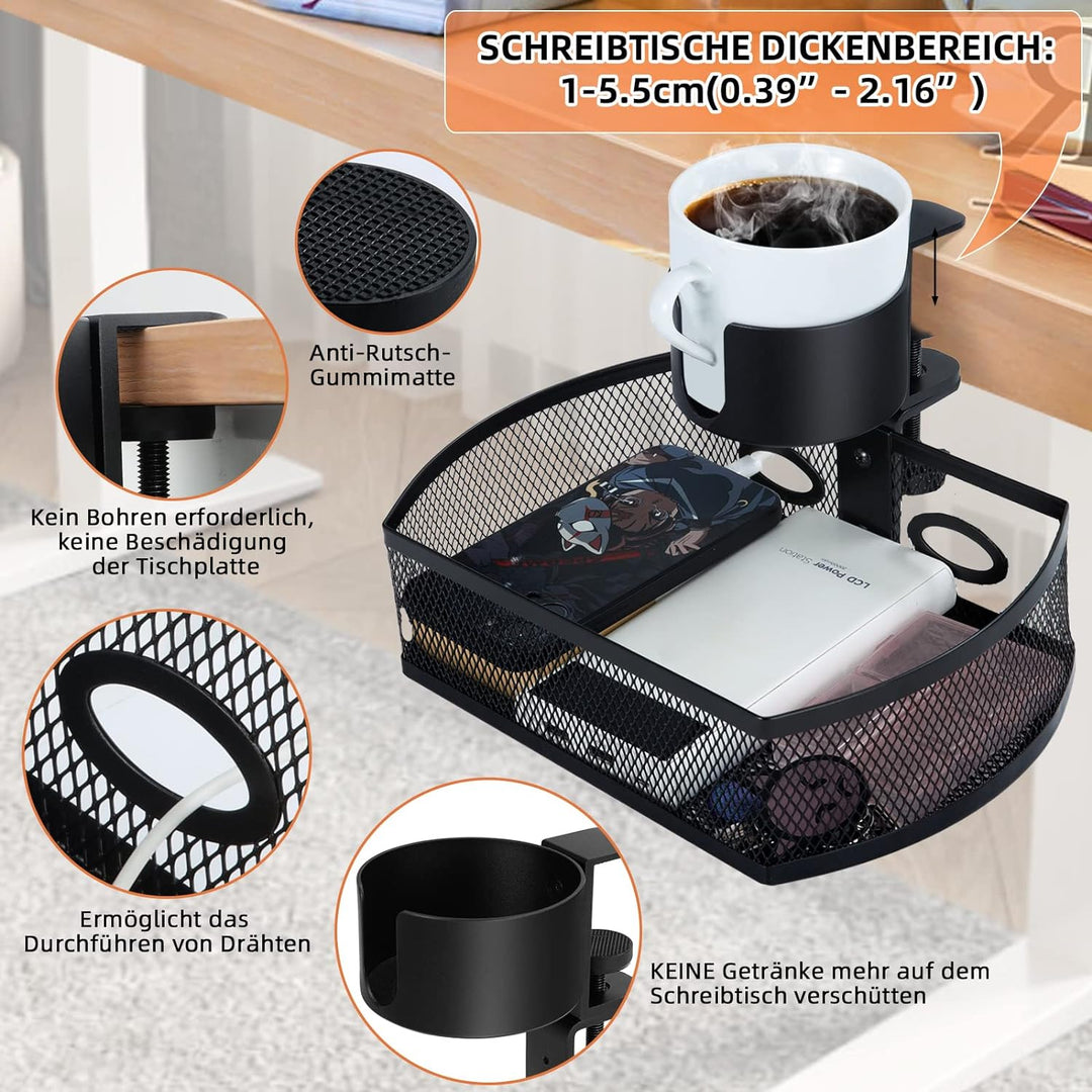 AnExer Unterbau Schublade Büro Organizer 360 Drehbar, Schreibtisch Organizer mit Auslaufsichere Bech