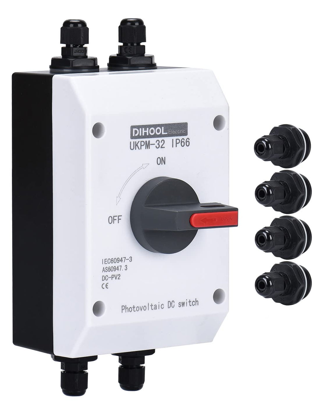 DIHOOL DC Trennschalter Leistungsschalter IP65 Wasserdicht 32a 1200V PV Combiner Box For Solaranlage