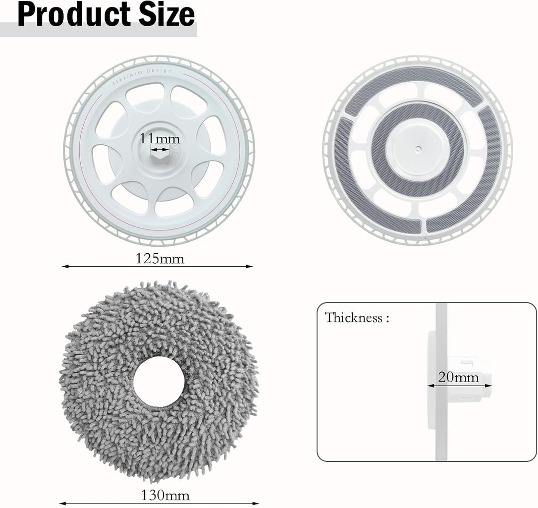 4 Wischtücher mit 2 Ersatzhalterung Zubehör für Roborock Qrevo S/Qrevo Master/Qrevo Pro/Qrevo Plus/Q