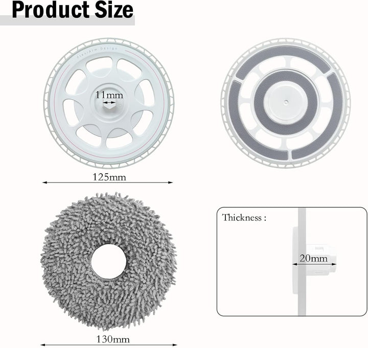 4 Wischtücher mit 2 Ersatzhalterung Zubehör für Roborock Qrevo S/Qrevo Master/Qrevo Pro/Qrevo Plus/Q
