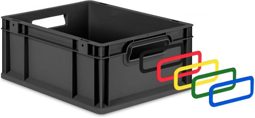 PROREGAL Eurobox NextGen Color | HxBxT 17x40x60cm | 34 Liter | Griffe rot offen | Schwarz | Eurobehä
