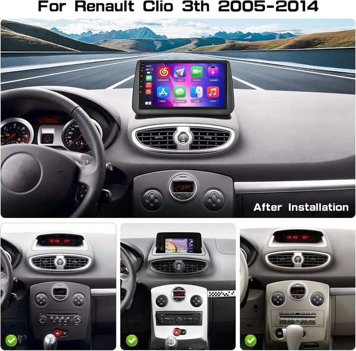 Hikity 2+64GB Android 15 Autoradio für Renault Clio 3th 2006-2012 Radio Wireless Carplay Android Aut