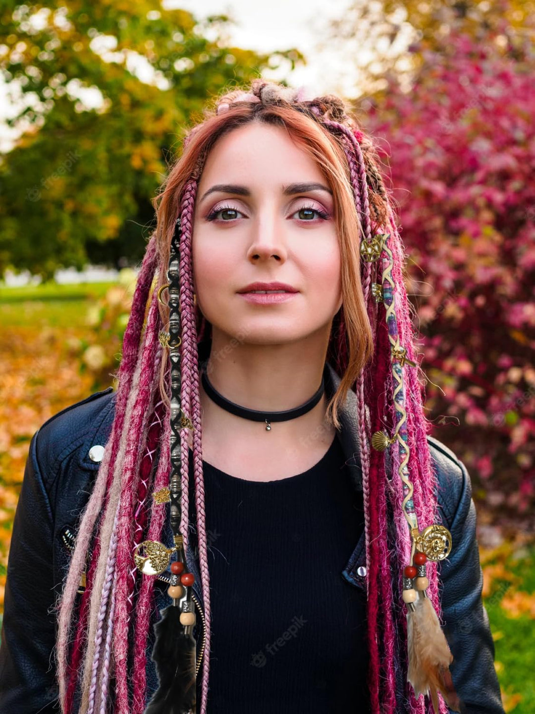 Hippie-Haarverlängerung, Dreadlocks, Haarspange, Federperlen, Anhänger, für Dreads, Zöpfe, Locken, b