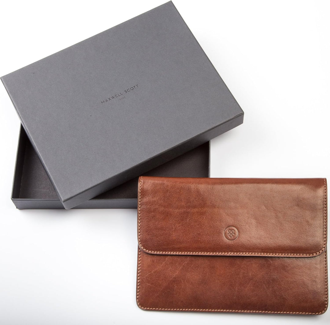 Maxwell Scott Handgefertigte Leder Reisedokumentenmappe Torrino in Cognac Braun, Cognac Braun