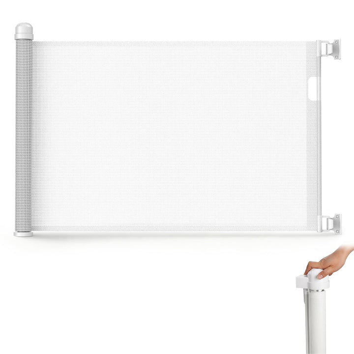 TATIVALO Treppenschutzgitter Ausziehbar 0-150cm Weiss, Treppenschutzrollo Türschutzgitter für Babys
