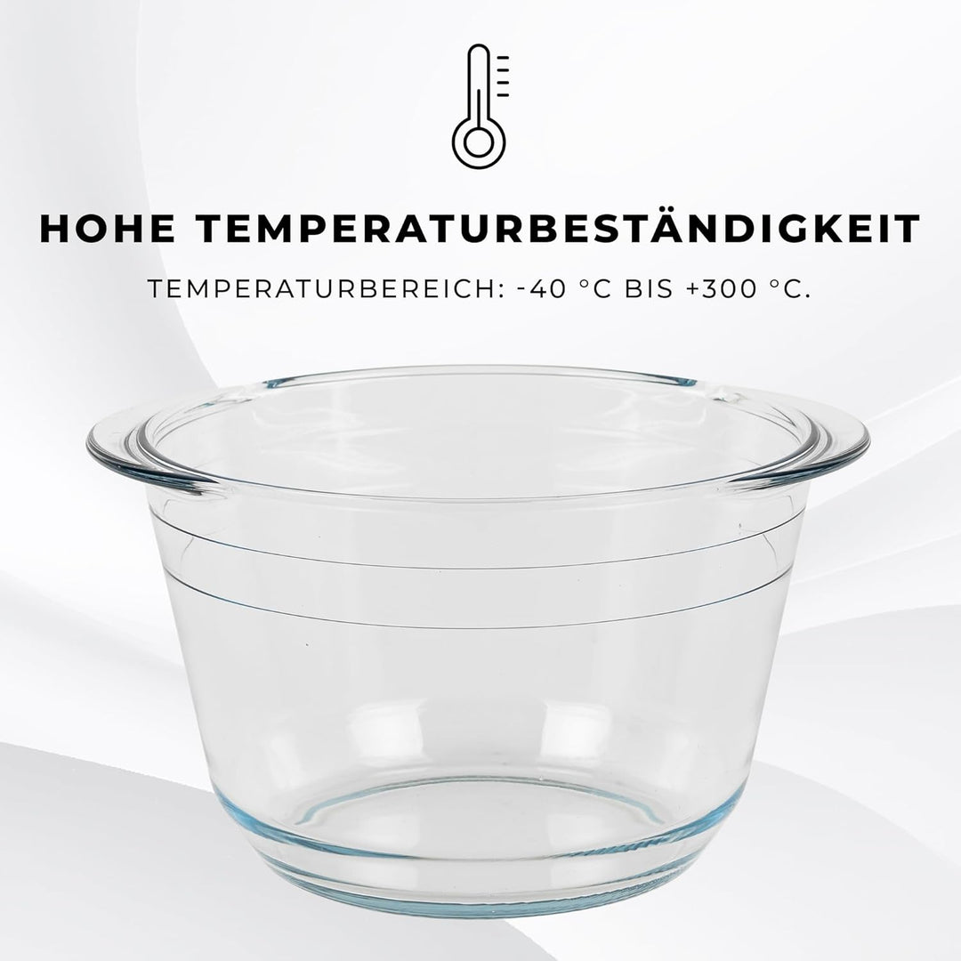 Wärmebehälter für Speisen mit Glaseinsatz - 3.9L - Teelicht Warmhalteplatte - Edelstahl Gestell und