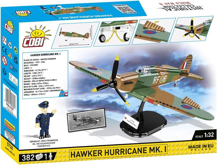 COBI 5728 Historische Sammlung Zweiten Weltkrieg Hawker Hurricane MK. I Flugzeug Bausteine, Various