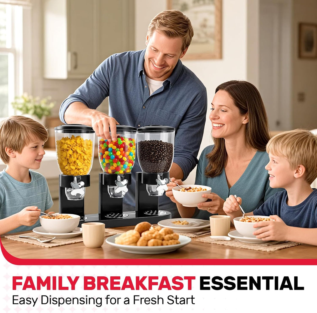 Sinceroduct Cereal Dispenser Countertop 2L, Dreifacher Müsli Verteiler für die Arbeitsplatte, Müslis