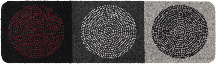 Salonloewe Nestor Fussmatte waschbar 030 x 100 cm graue Kreise Muster Schuhparkplatz, Gummi und Poly