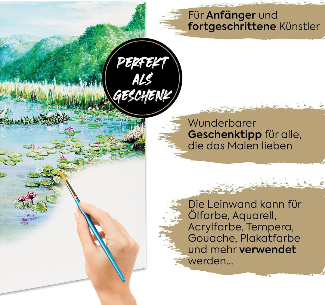Van Nassau Fine Art Leinwand zum Bemalen | Leinwände-Set | 50 x 70 cm | 12 Stück | Keilrahmen klein/